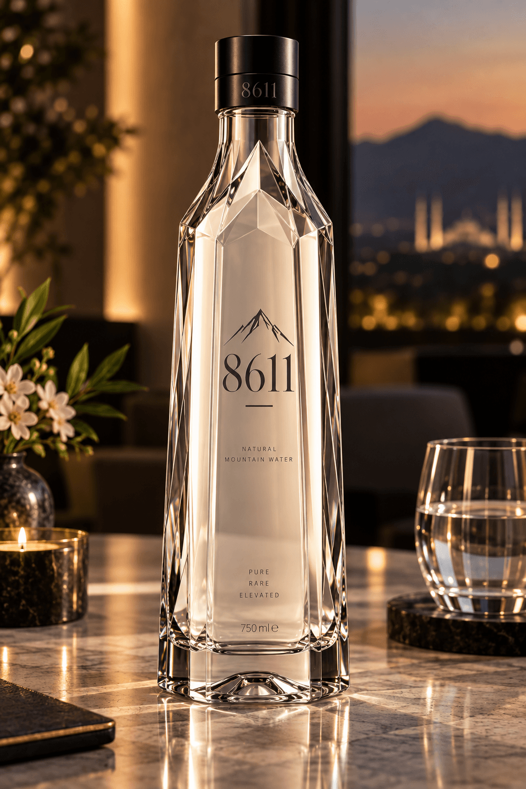 8611 bottle at night